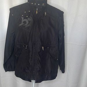 Jamie Sadock Jacket Zip Off Sleeves Studs Mock Neck Black Lightweight Sz M